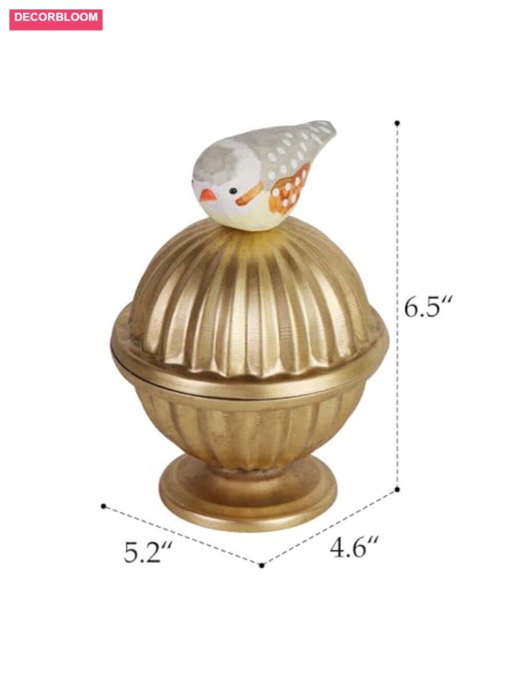 Gold Metal Candy Jar Canister with Wood Bird Handle Kitchen Storage - Picture 2 of 6